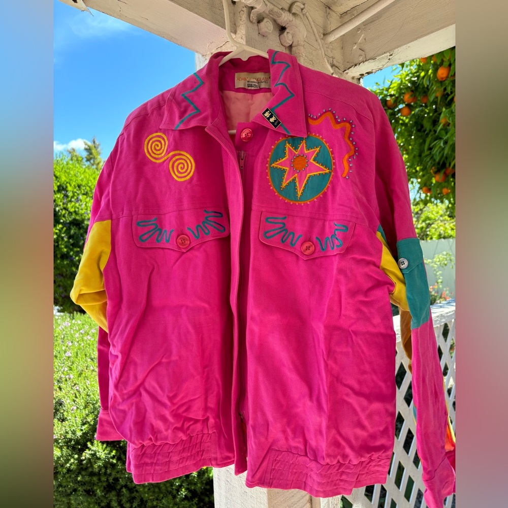 80s Retro Vintage Jacket Bold colors and retro flare statement piece hand paint